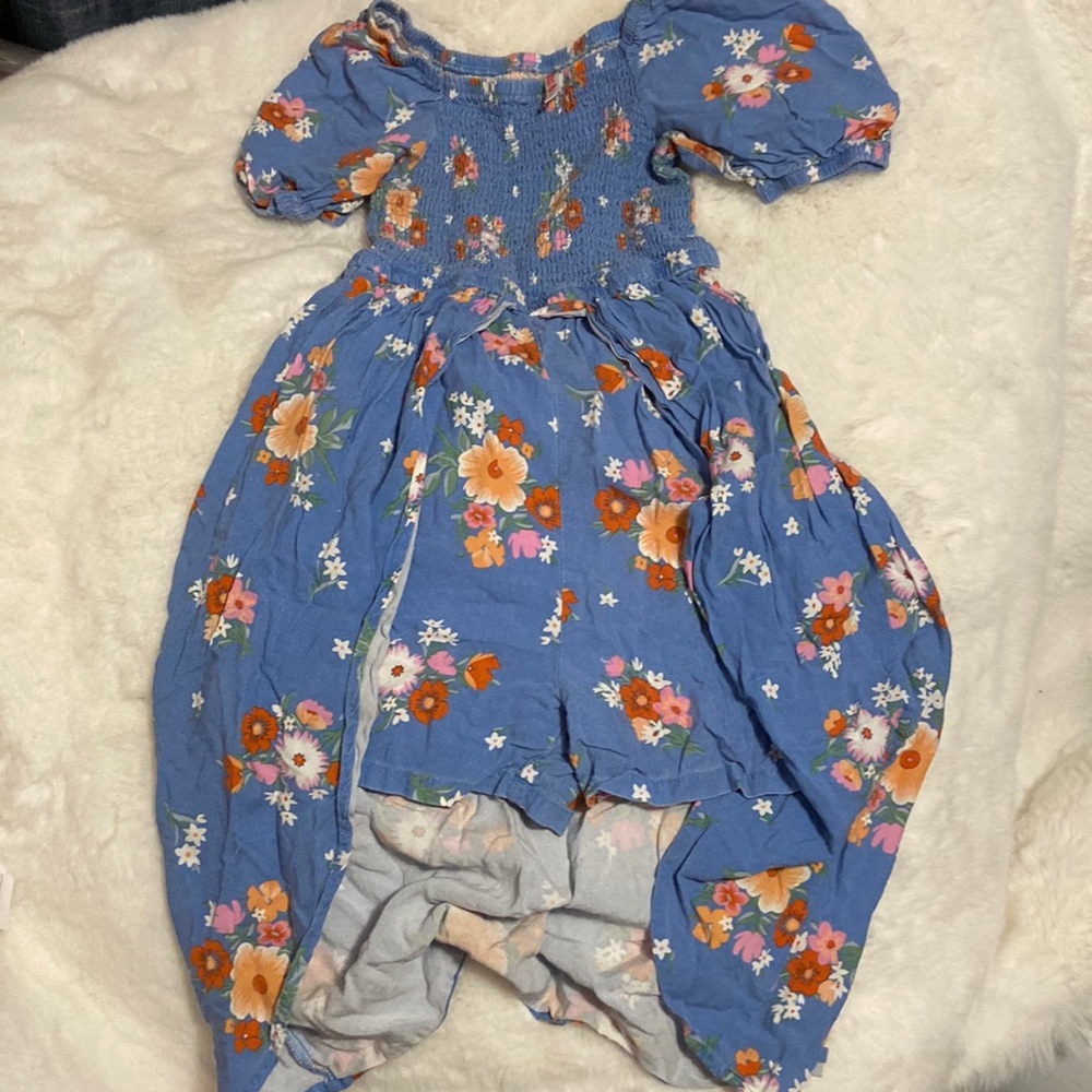 Blue Floral Dress with Shorts